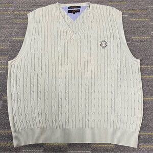 VTG Tommy Hilfiger Golf Cable Knit Sweater Vest USGA Logo Size XL Teal Golf EUC